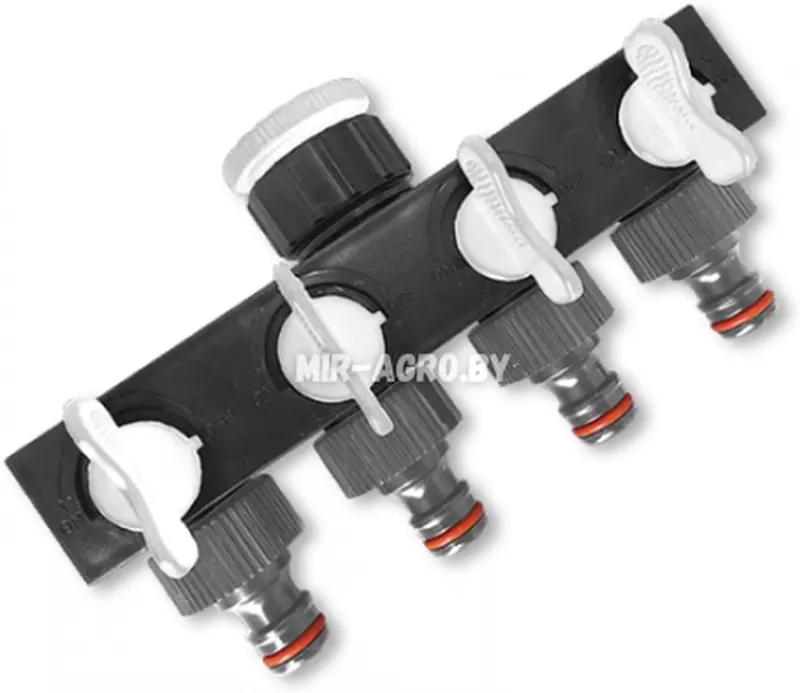 Разделитель четырёхканальный с кранами и резьбой